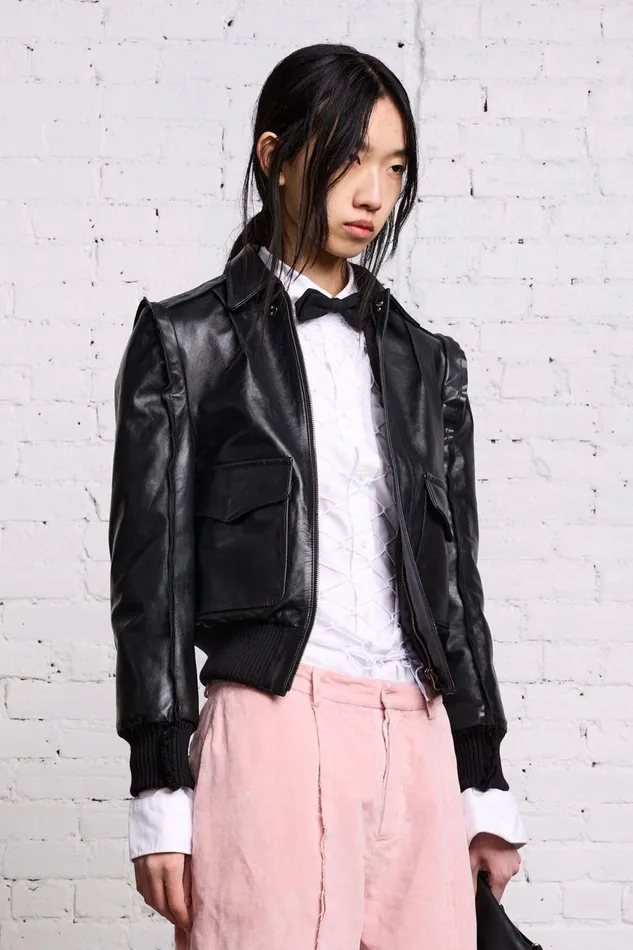 R13 Sale Women FLAT SLEEVE BOMBER 8211 BLACK