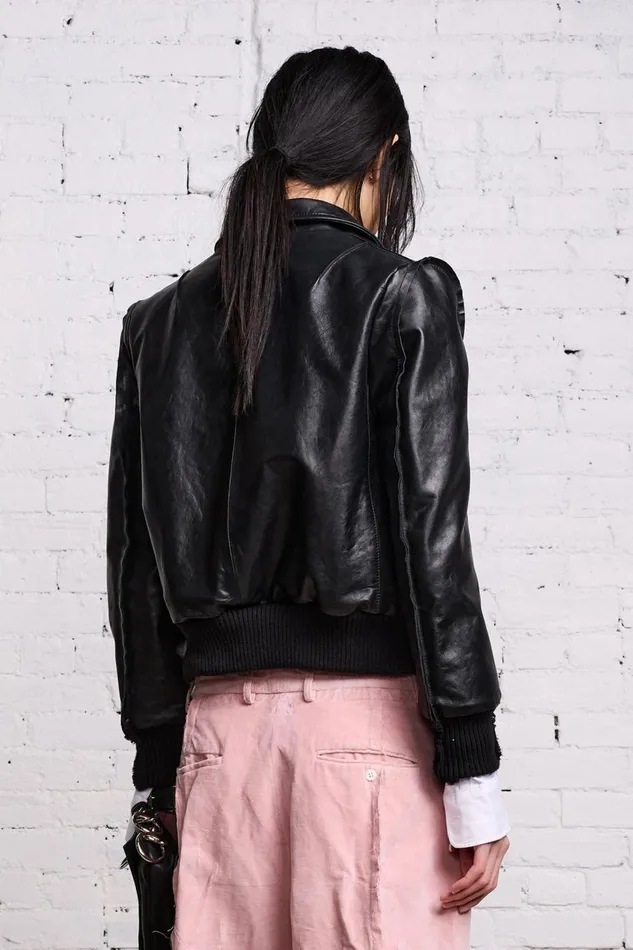 R13 Sale Women FLAT SLEEVE BOMBER 8211 BLACK