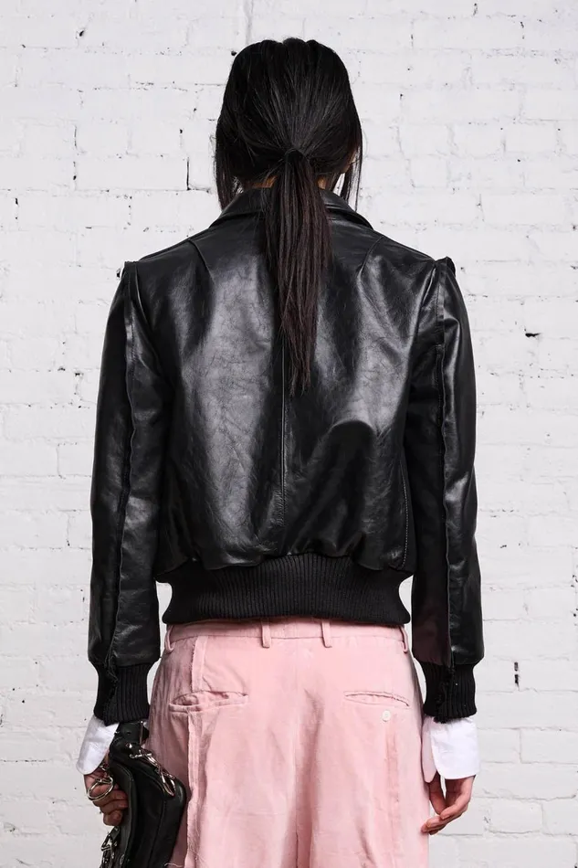 R13 Sale Women FLAT SLEEVE BOMBER 8211 BLACK