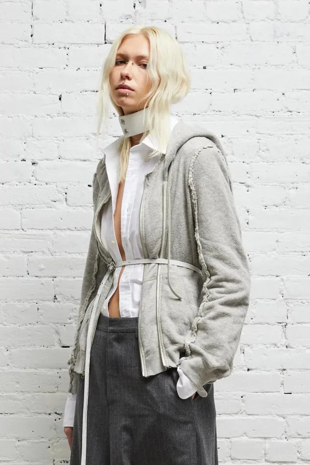 R13 Sale Women FLAT SLEEVE HOODIE 8211 HEATHER GREY