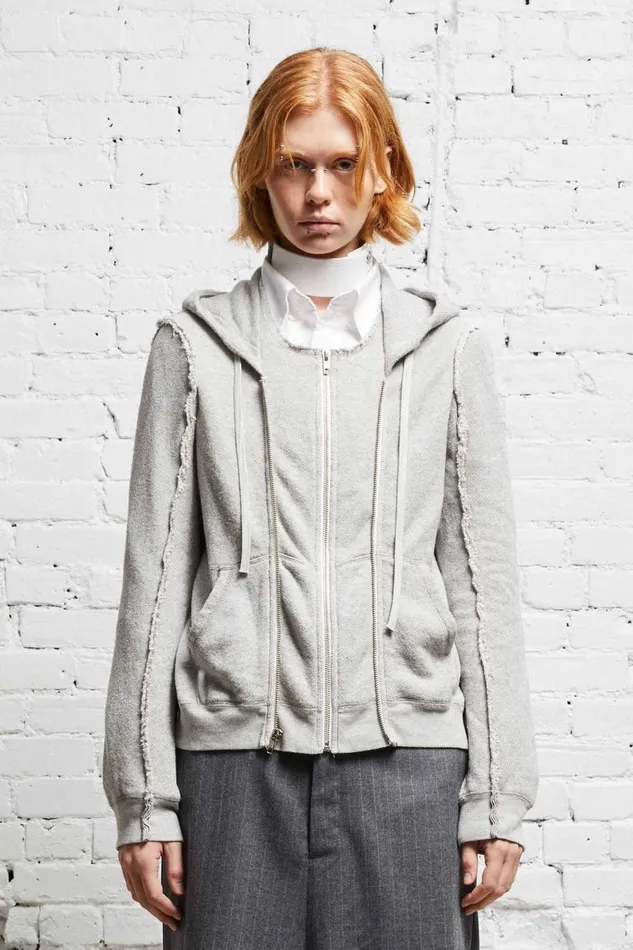 R13 Sale Women FLAT SLEEVE HOODIE 8211 HEATHER GREY
