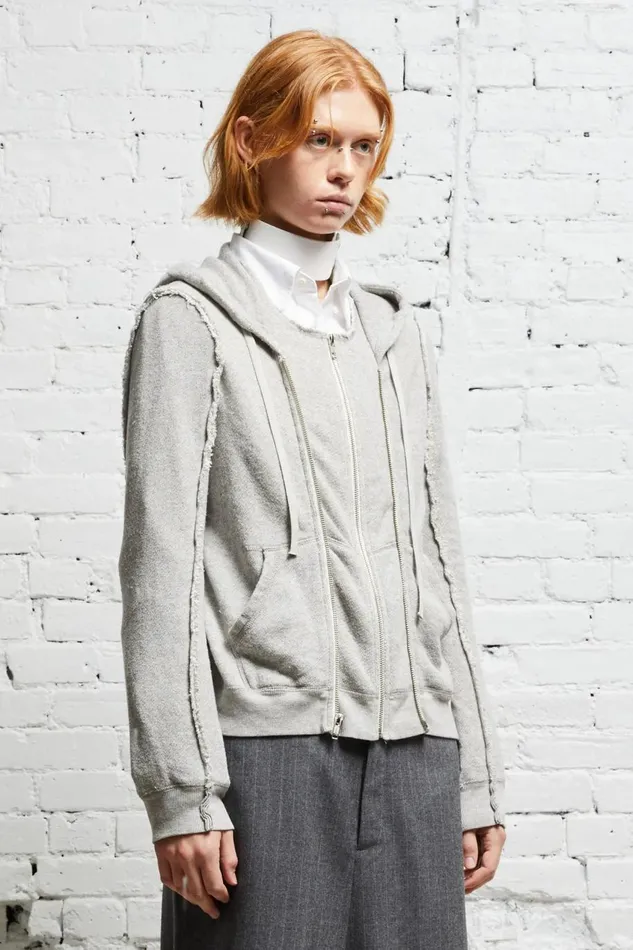 R13 Sale Women FLAT SLEEVE HOODIE 8211 HEATHER GREY