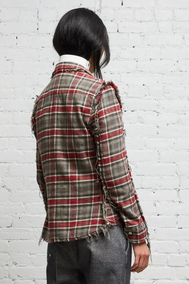 R13 Sale Women FLAT SLEEVE SHIRT 8211 GREY PLAID
