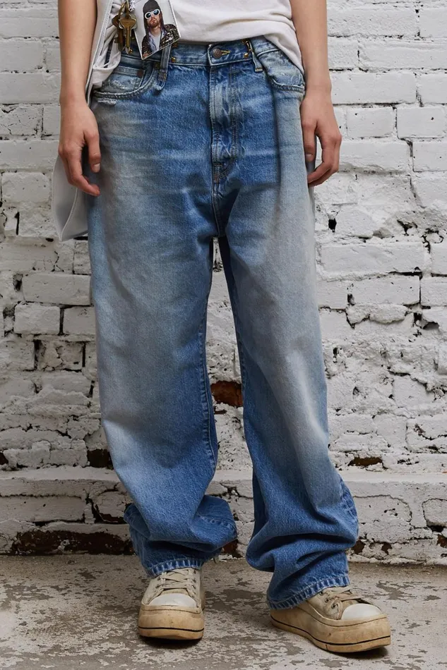 R13 Sale Women FOLD OVER JEAN 8211 IRVING BLUE