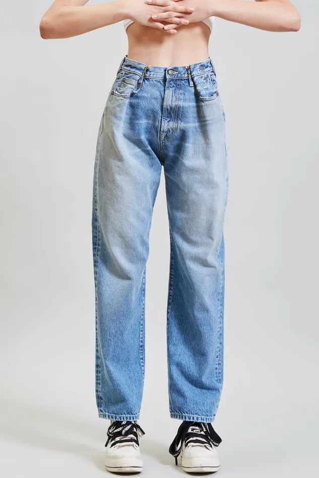 R13 Sale Women FOLD OVER JEAN 8211 IRVING BLUE