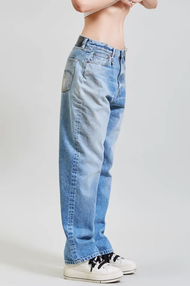 R13 Sale Women FOLD OVER JEAN 8211 IRVING BLUE