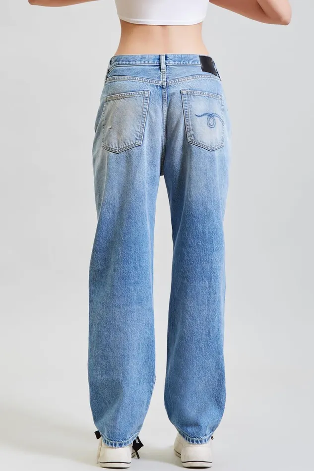R13 Sale Women FOLD OVER JEAN 8211 IRVING BLUE