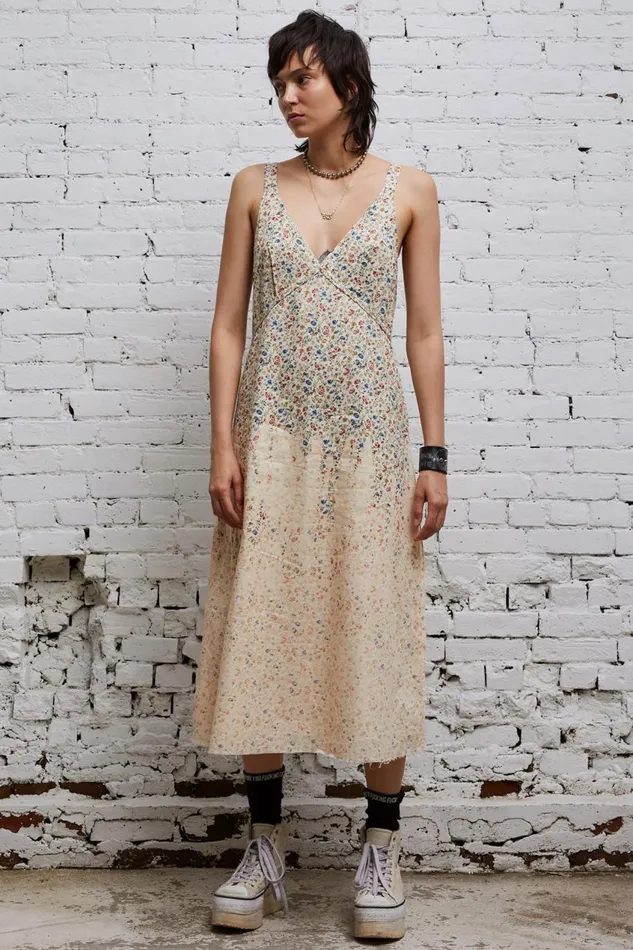 R13 Sale Women GRUNGE SLIP 8211 DIP BLEACHED BEIGE FLORAL