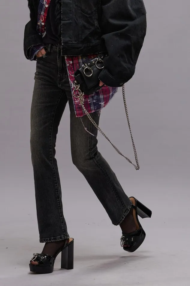 R13 Sale Women KICK FIT 8211 KENNET BLACK STRETCH