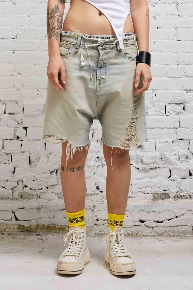 R13 Sale Women MARKY DROP SHORT 8211 DENNIS BLUE