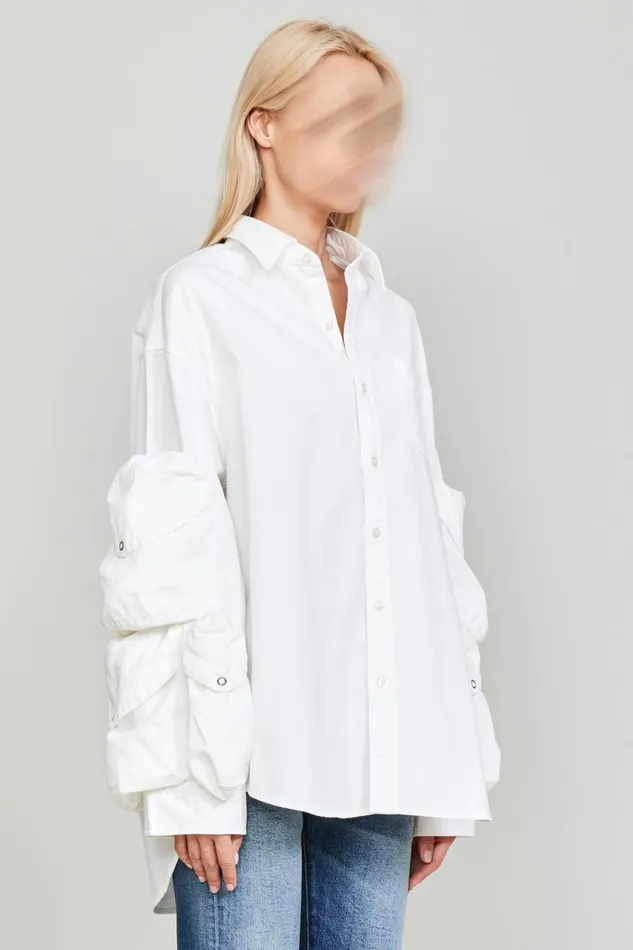 R13 Sale Women MULTIPOCKET BUTTON DOWN 8211 WHITE