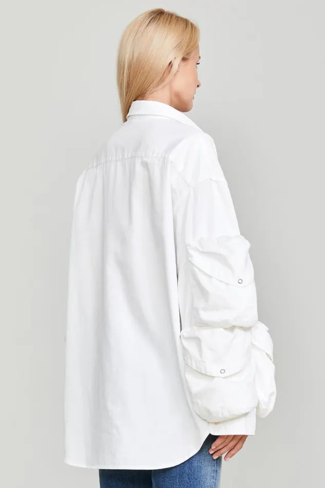 R13 Sale Women MULTIPOCKET BUTTON DOWN 8211 WHITE