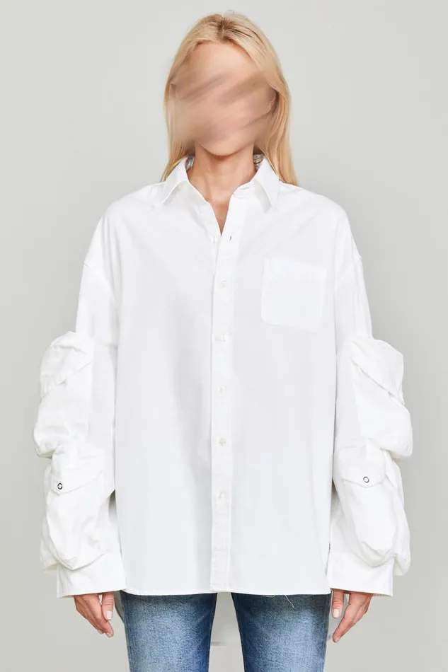 R13 Sale Women MULTIPOCKET BUTTON DOWN 8211 WHITE