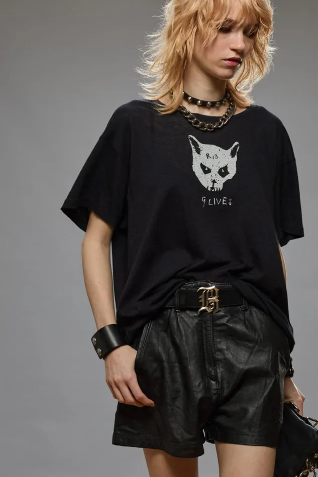 R13 Sale Women NINE LIVES BOY TEE 8211 BLACK