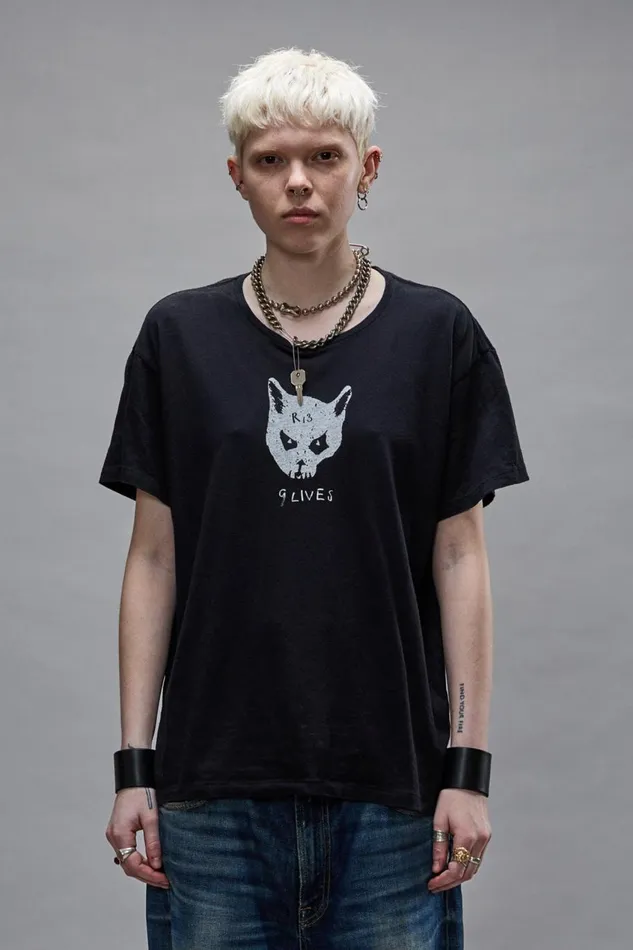 R13 Sale Women NINE LIVES BOY TEE 8211 BLACK