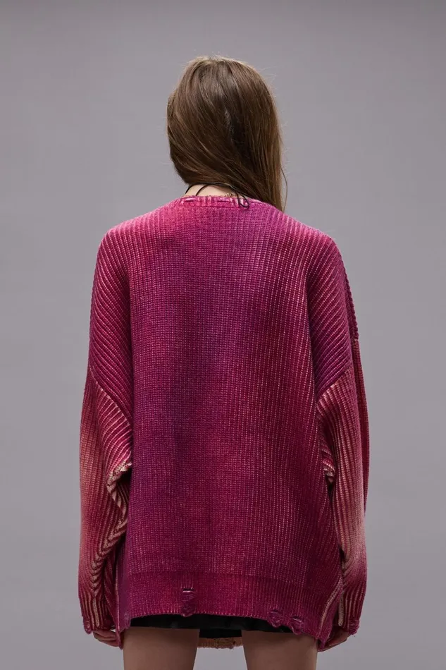 R13 Sale Women OVERSIZED CARDIGAN 8211 RASPBERRY PRINT