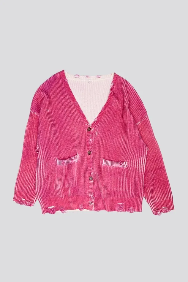 R13 Sale Women OVERSIZED CARDIGAN 8211 RASPBERRY PRINT