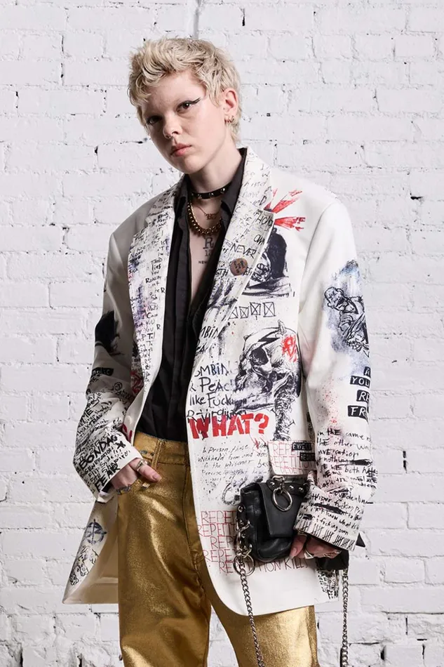 R13 Sale Women OVERSIZED RAGGED BLAZER 8211 SKETCHBOOK