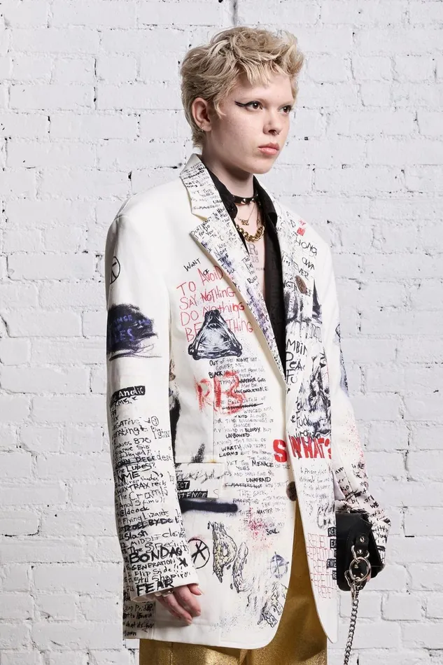 R13 Sale Women OVERSIZED RAGGED BLAZER 8211 SKETCHBOOK
