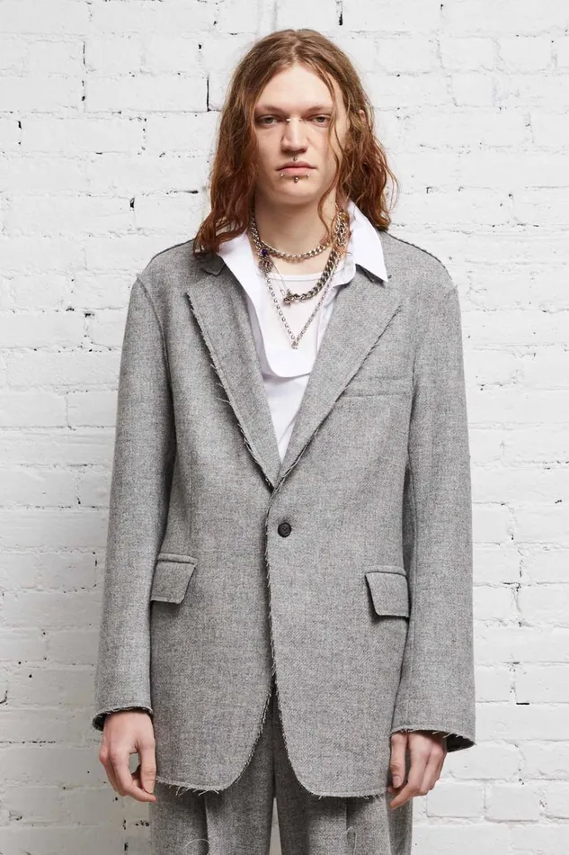 R13 Sale Women RAW CUT BLAZER 8211 LIGHT HEATHER GREY