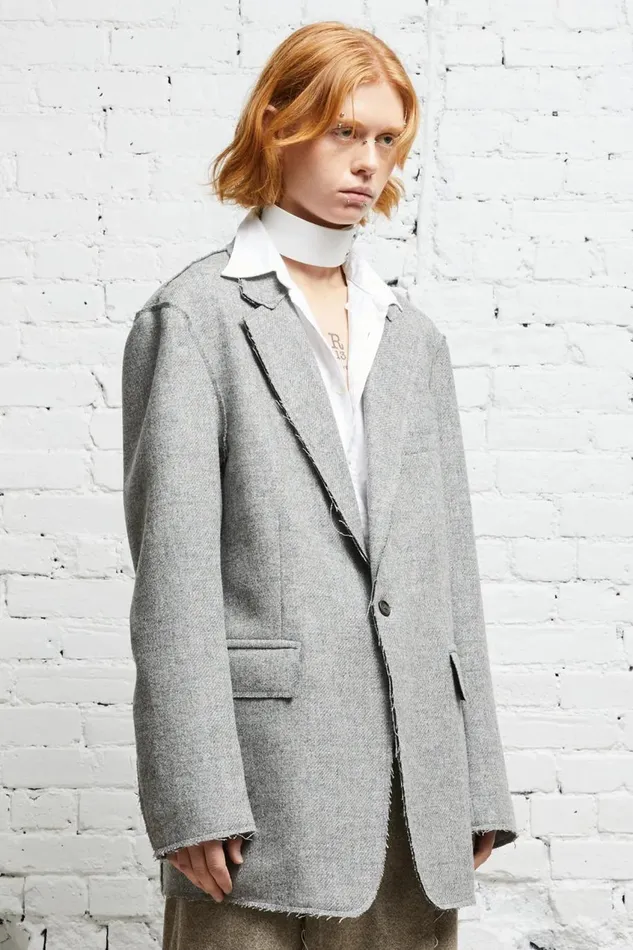 R13 Sale Women RAW CUT BLAZER 8211 LIGHT HEATHER GREY