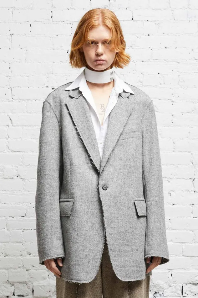 R13 Sale Women RAW CUT BLAZER 8211 LIGHT HEATHER GREY