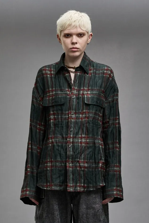R13 Sale Women RELAXED WORKSHIRT 8211 MARSH GREEN PLAID