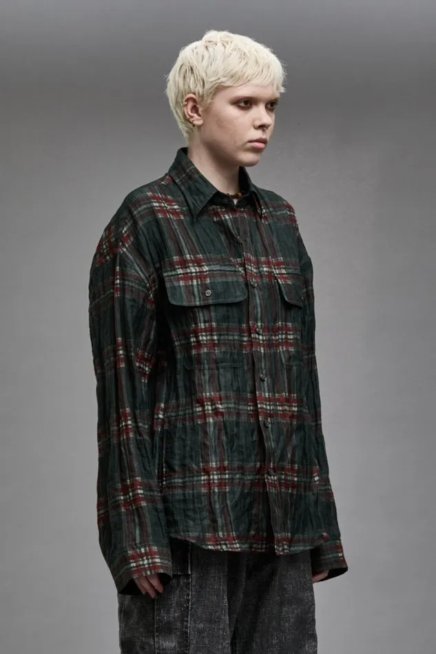 R13 Sale Women RELAXED WORKSHIRT 8211 MARSH GREEN PLAID