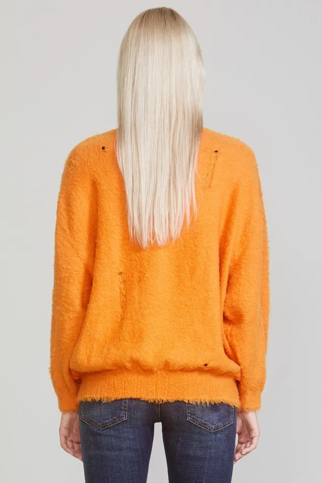 R13 Sale Women SHAGGY OVERSIZED SWEATER 8211 ORANGE