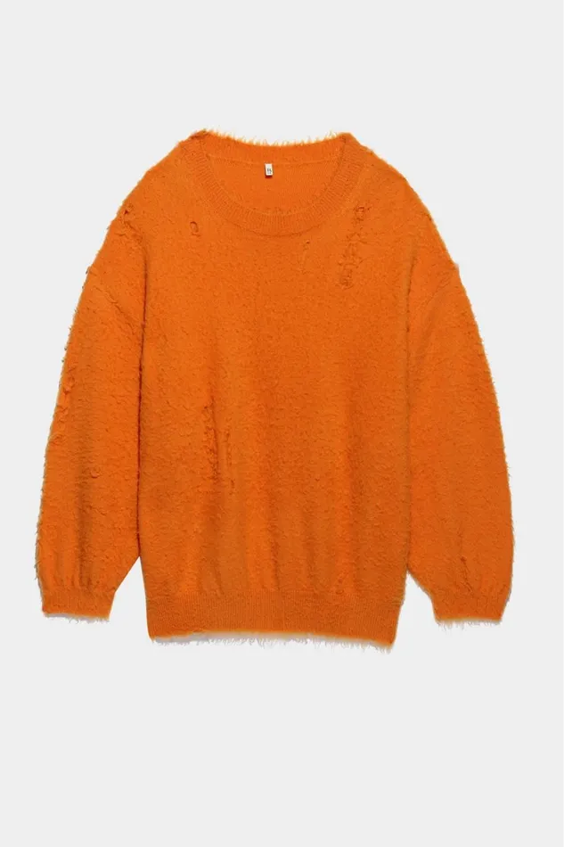 R13 Sale Women SHAGGY OVERSIZED SWEATER 8211 ORANGE