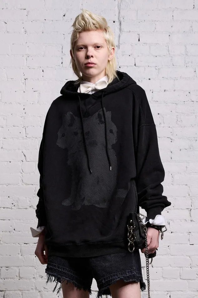 R13 Sale Women TRIPLE CAT HOODIE 8211 BLACK