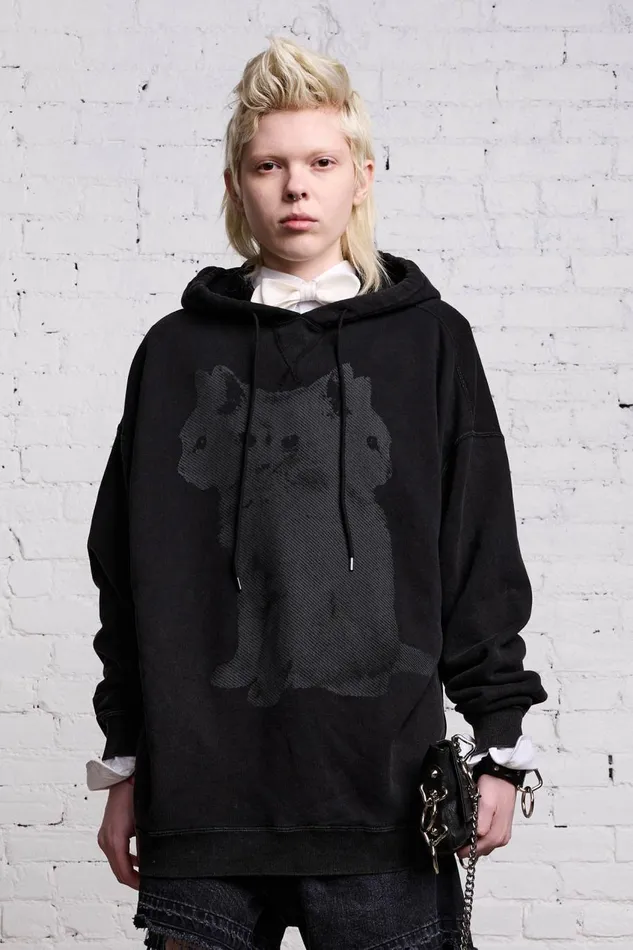 R13 Sale Women TRIPLE CAT HOODIE 8211 BLACK