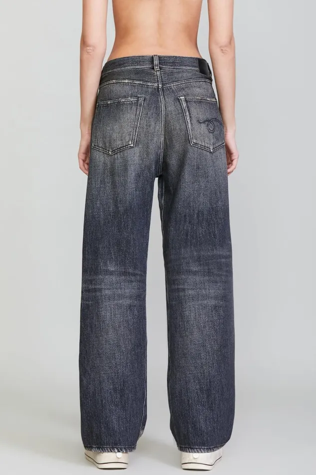 R13 Sale Women WIDE LEG CROSSOVER 8211 KOZE CHARCOAL BLACK
