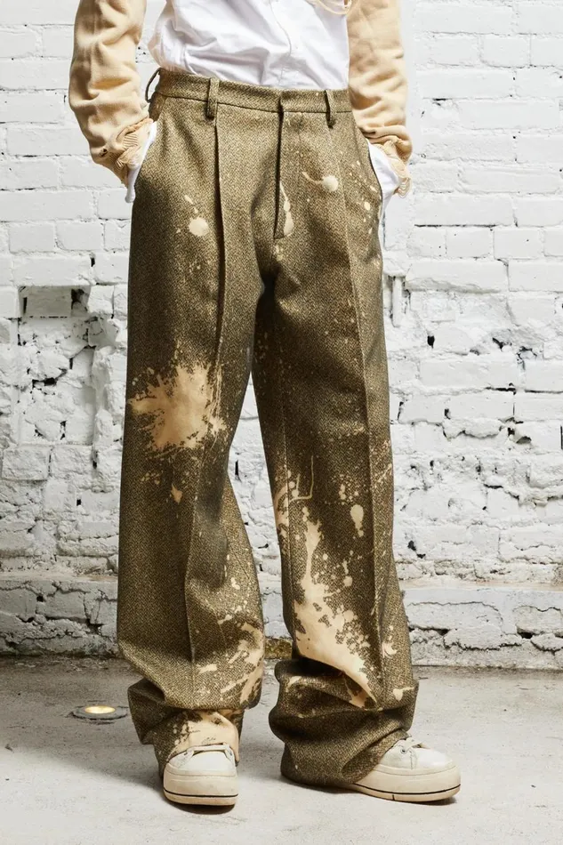 R13 Sale Women WIDE LEG TROUSER 8211 TWEED PAINT SPLATTER