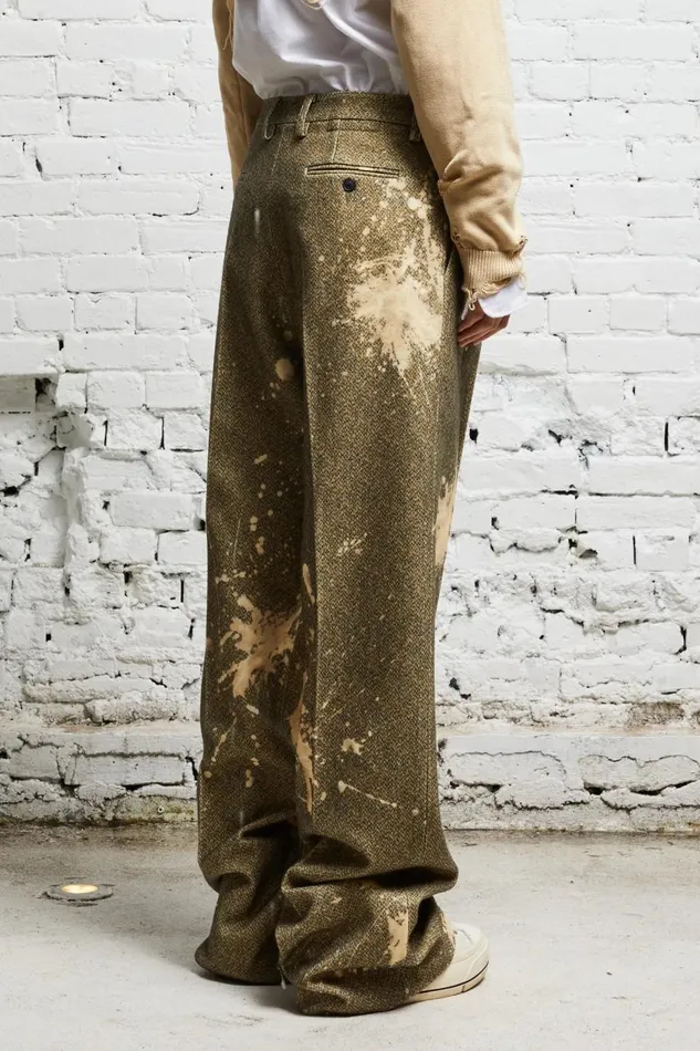 R13 Sale Women WIDE LEG TROUSER 8211 TWEED PAINT SPLATTER