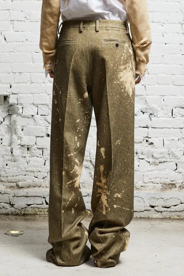 R13 Sale Women WIDE LEG TROUSER 8211 TWEED PAINT SPLATTER