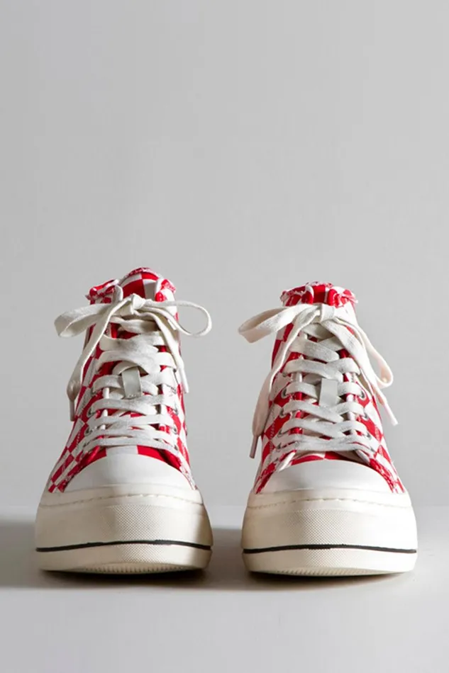 R13 Sneakers Women KURT HIGH TOP SNEAKER 8211 RED CHECKER