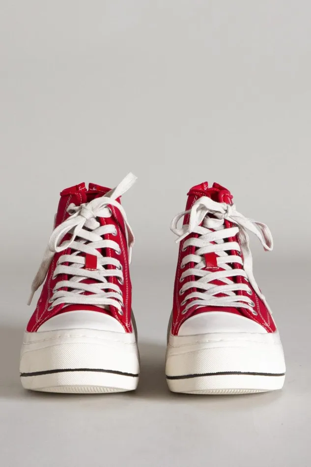 R13 Sneakers Women Kurt High Top Sneaker 8211 Red Denim