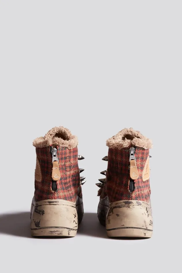 R13 Sneakers Women KURT HIGH TOP SNEAKER 8211 RED PLAID