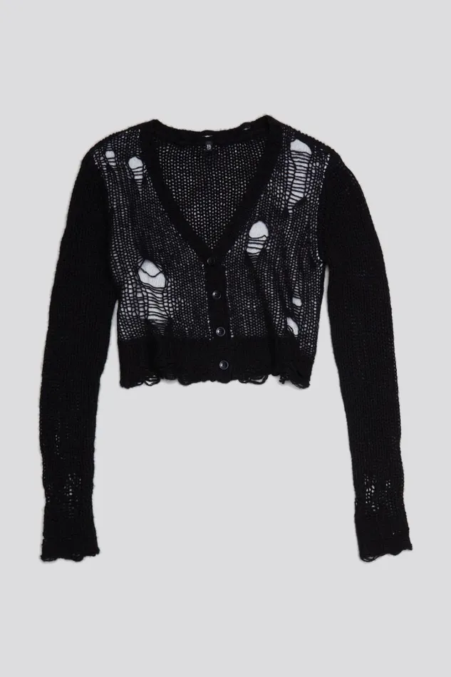 R13 Sweaters Women DOUBLE LAYER BABY CARDIGAN 8211 BLACK AND ECRU