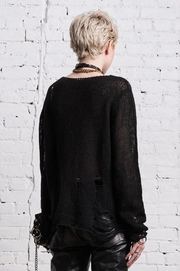 R13 Sweaters Women DOUBLE LAYER RELAXED SWEATER 8211 BLACK AND ECRU