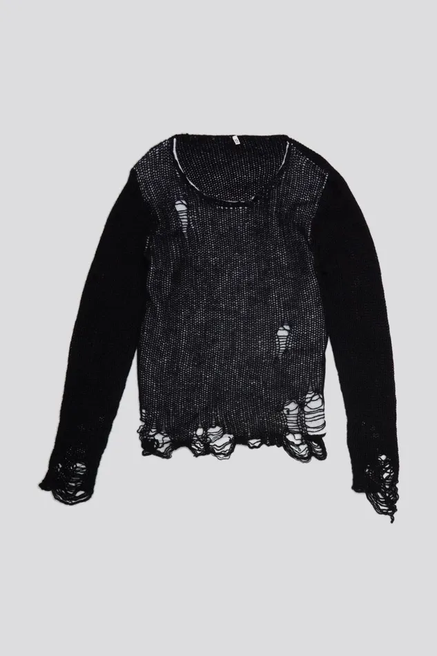 R13 Sweaters Women DOUBLE LAYER RELAXED SWEATER 8211 BLACK AND ECRU