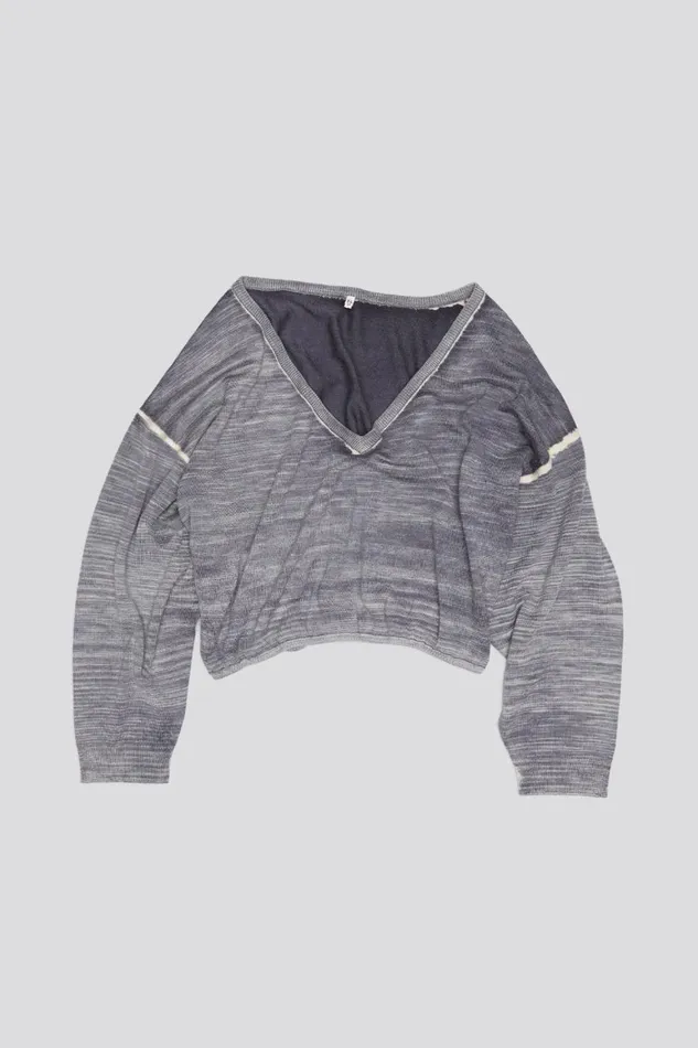 R13 Sweaters Women GATHERED HEM KNIT VNECK SWEATER 8211 DISTRESSED GREY