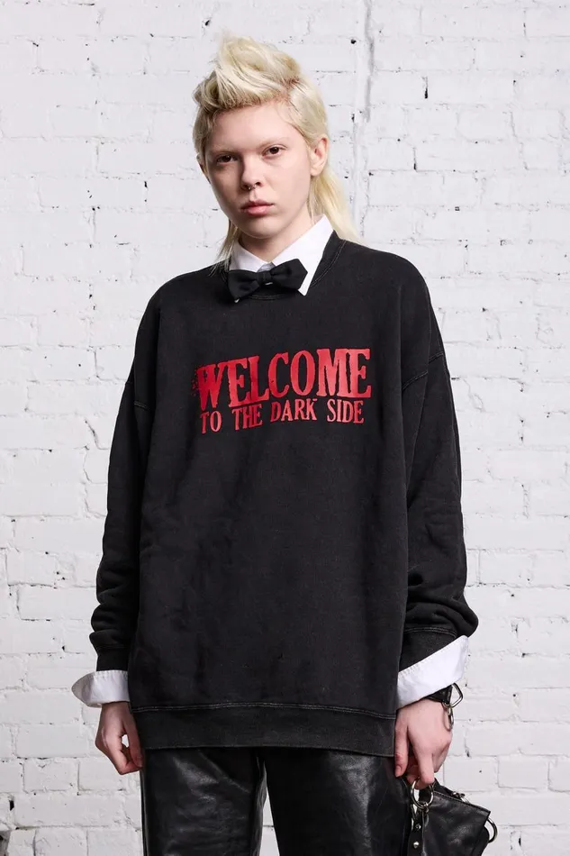 R13 Sweaters Women OVERSIZED DARK SIDE CREWNECK 8211 ACID BLACK