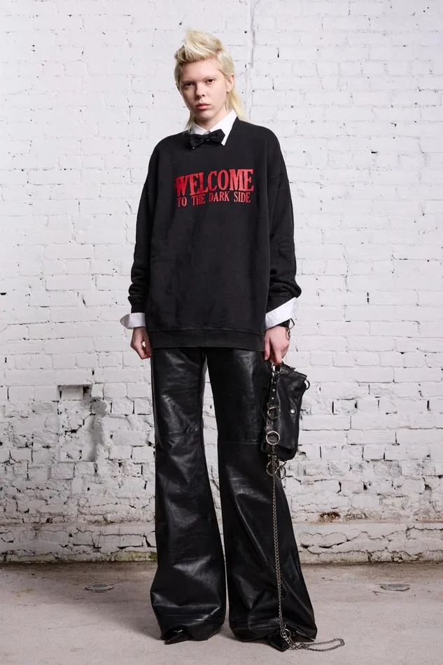 R13 Sweaters Women OVERSIZED DARK SIDE CREWNECK 8211 ACID BLACK