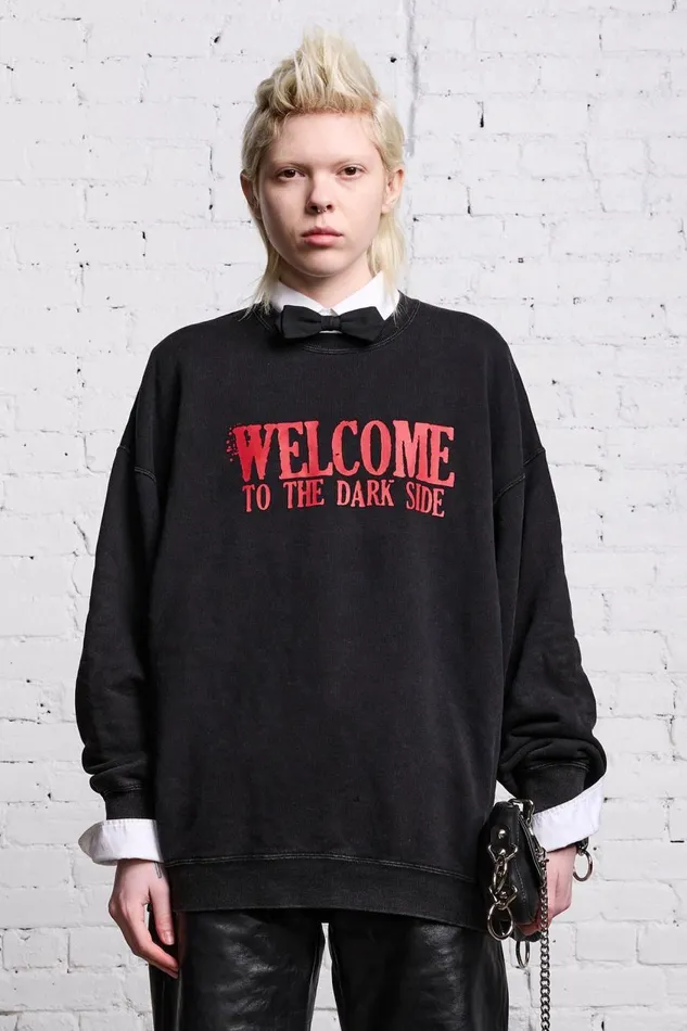 R13 Sweaters Women OVERSIZED DARK SIDE CREWNECK 8211 ACID BLACK