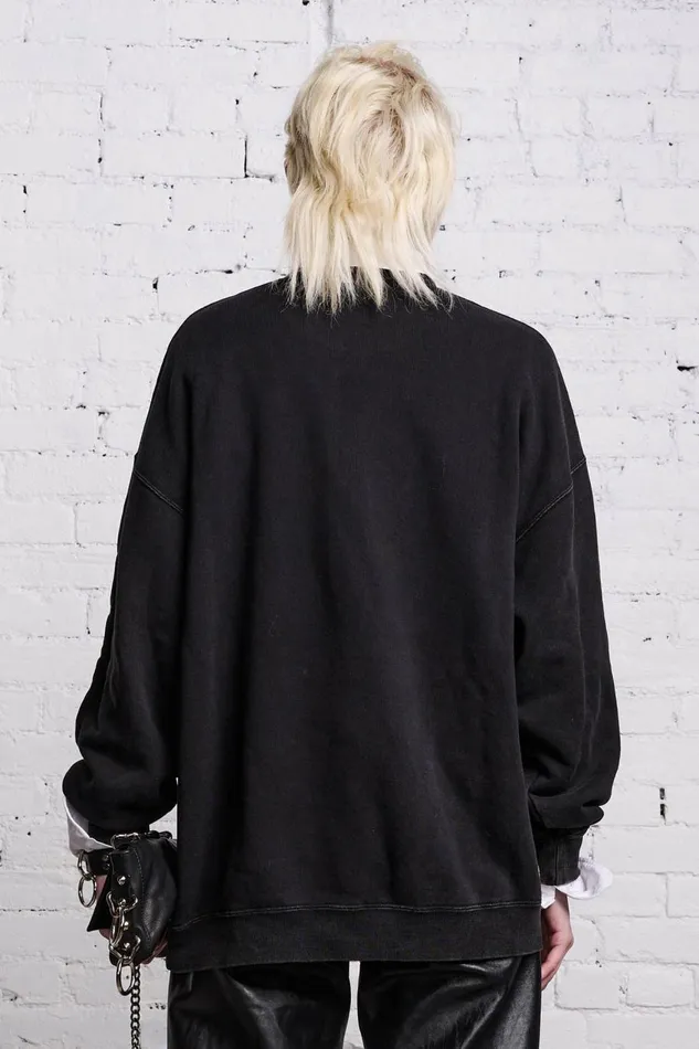 R13 Sweaters Women OVERSIZED DARK SIDE CREWNECK 8211 ACID BLACK