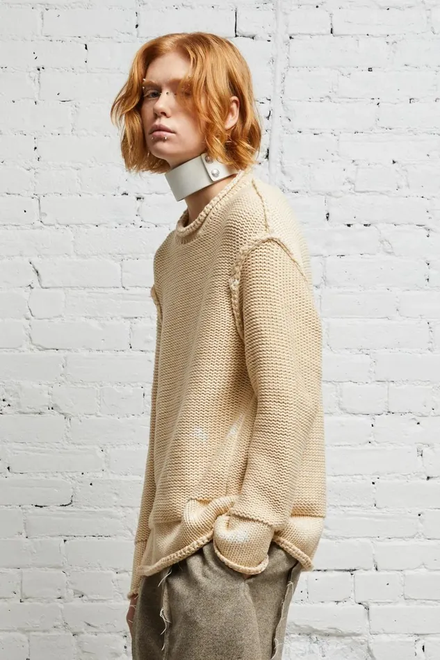 R13 Sweaters Women ROLLED EDGE BOXY SWEATER 8211 NATURAL