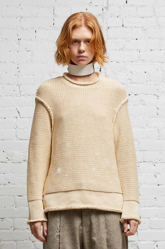 R13 Sweaters Women ROLLED EDGE BOXY SWEATER 8211 NATURAL