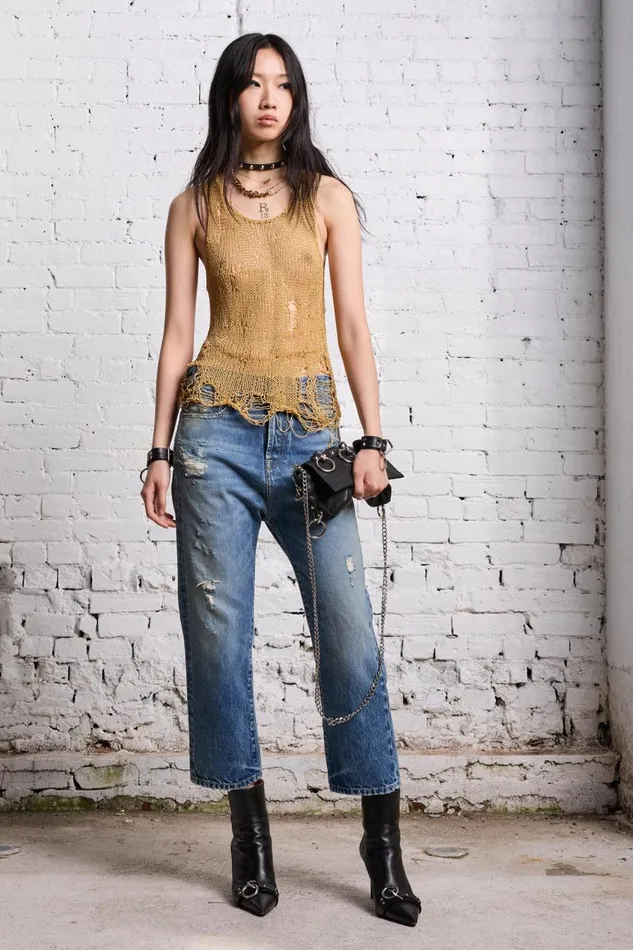 R13 Sweaters Women THREADBARE TANK TOP 8211 GOLD